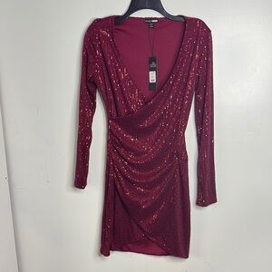 Fashion Nova Burgundy Sequin Dress